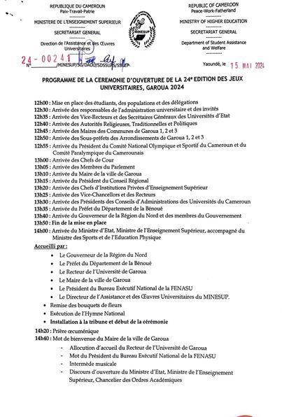 Programme d'Ouverture des Jeux